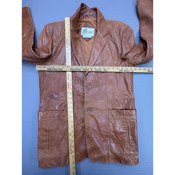 Vintage Berman's Leather Experts Men's Blazer Jacket Brown Size 44 Classic Style - Picture 3 of 11